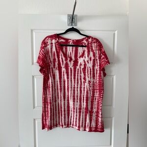 Eddie Bauer Vintage Tie Dye Tee in Red and White. Size 2XL